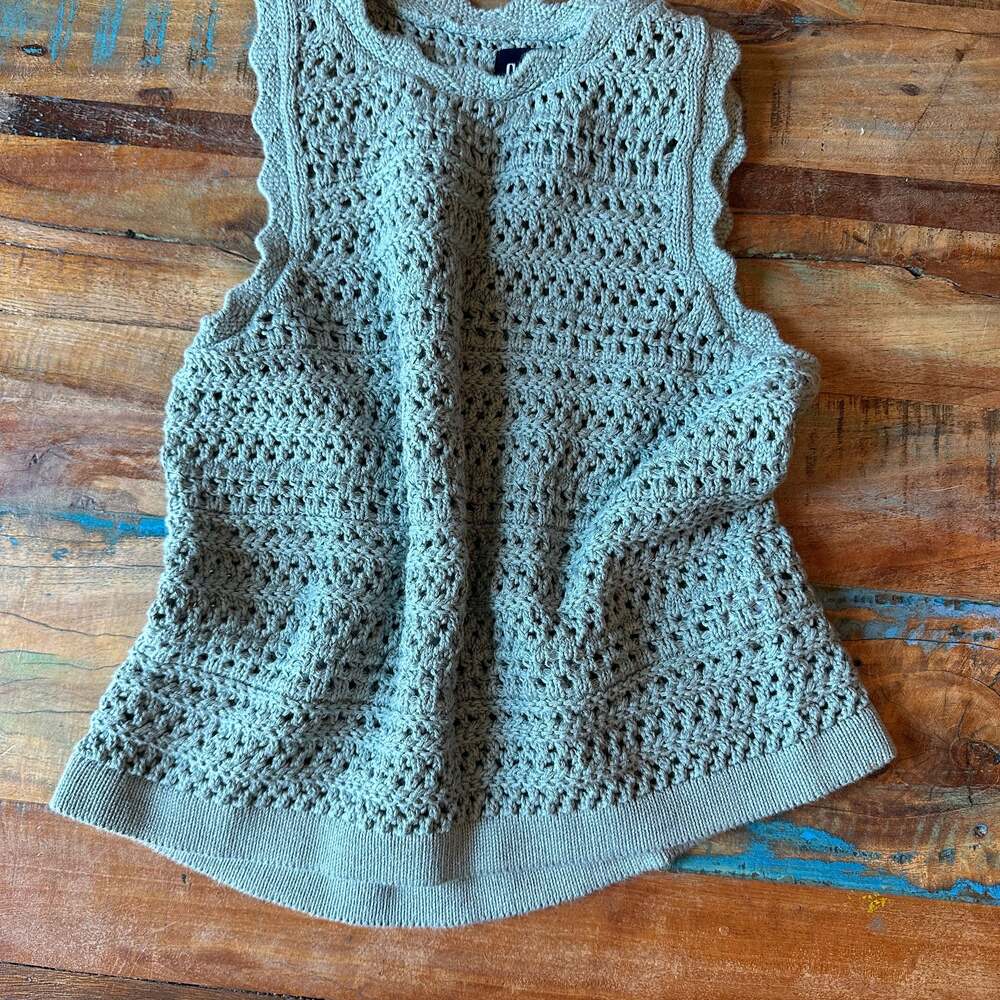 Gap Sage Green Crochet Halter Tank Top